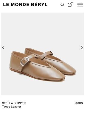 Le Monde Beryl Taupe Leather Mary Jane Flats